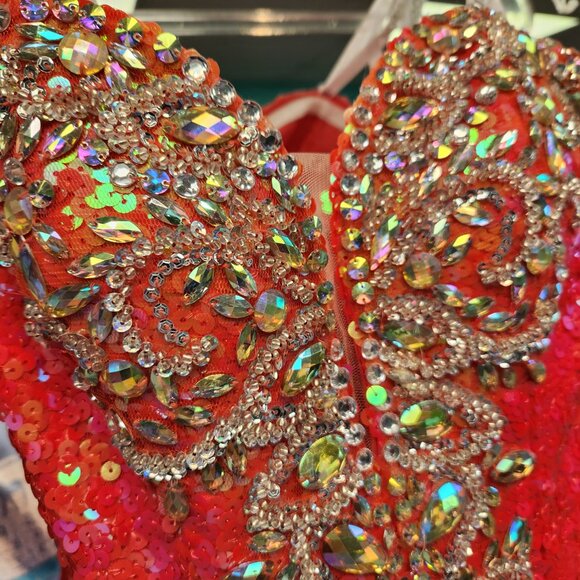 Precious Formals O10572 Size 2 Coral Prom Dress/Evening Gown - Picture 4 of 8